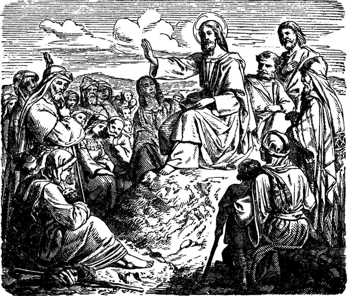 The Sermon on the Mount Jesus Preaches to the Multitudes vintage