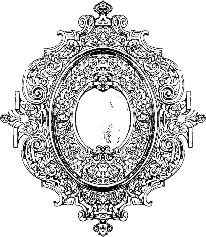 Modern Strap-Work Border And Margin has a rim, vintage engraving. vector