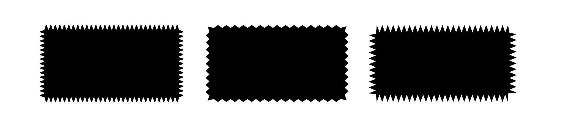 Zigzag edge rectangle shapes set isolated on white background. Vector illustration