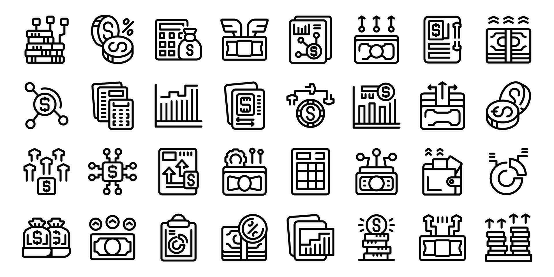 Cash Flow icons set outline vector. Refund cycle money vector