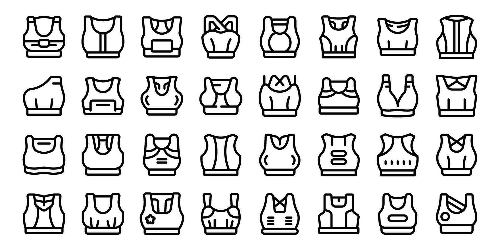 Sports Bra icons set outline vector. Top crop women vector