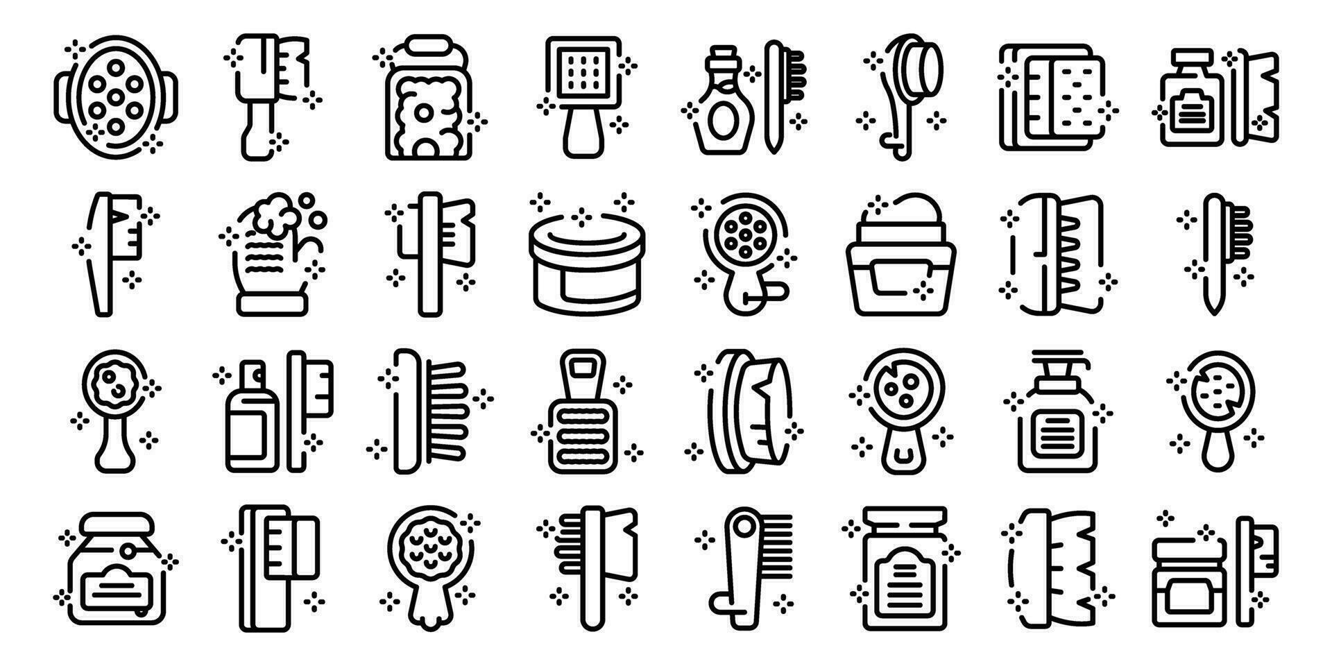Body brush icons set outline vector. Massage body vector