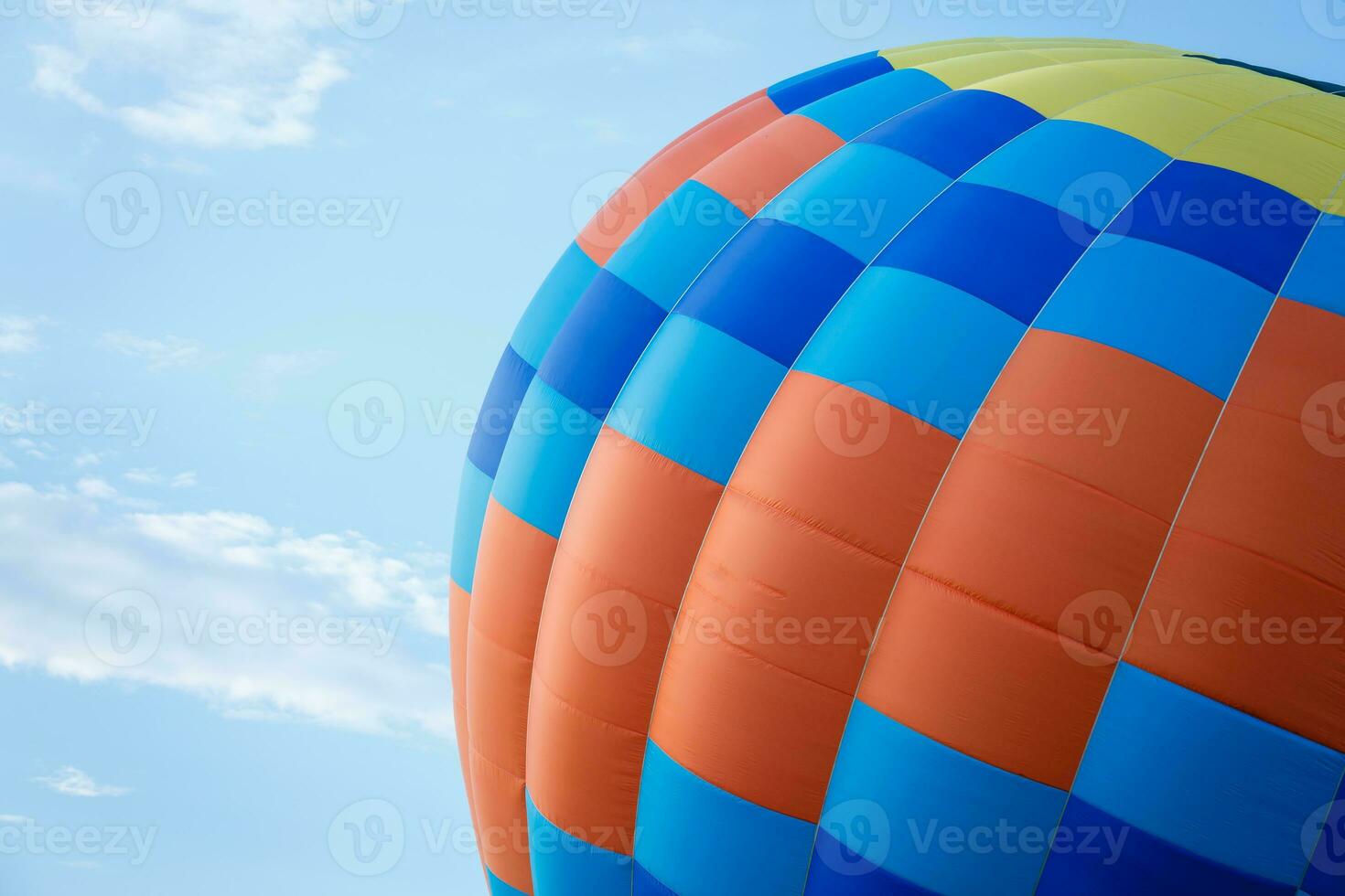 hot air balloon over blue sky. Composition of nature and blue sky background photo