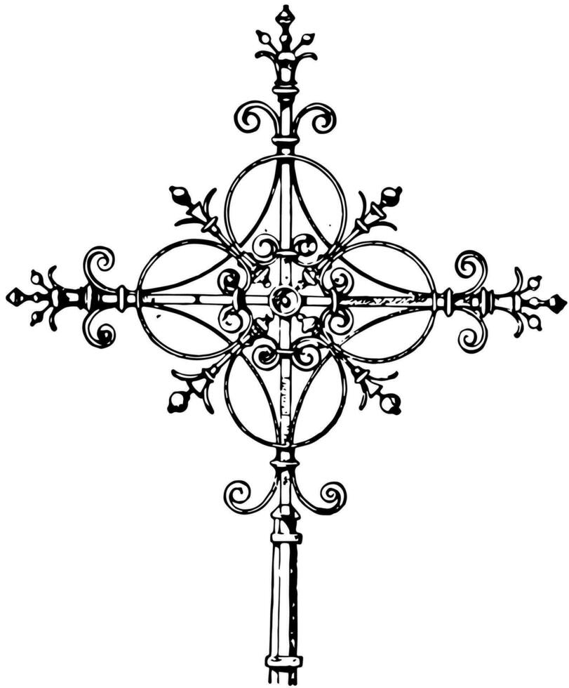 Modern Steeple Cross vintage illustration. vector