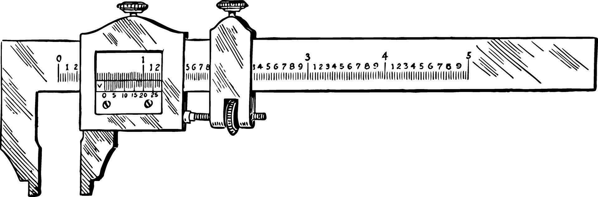 Vernier Caliper, vintage illustration. vector