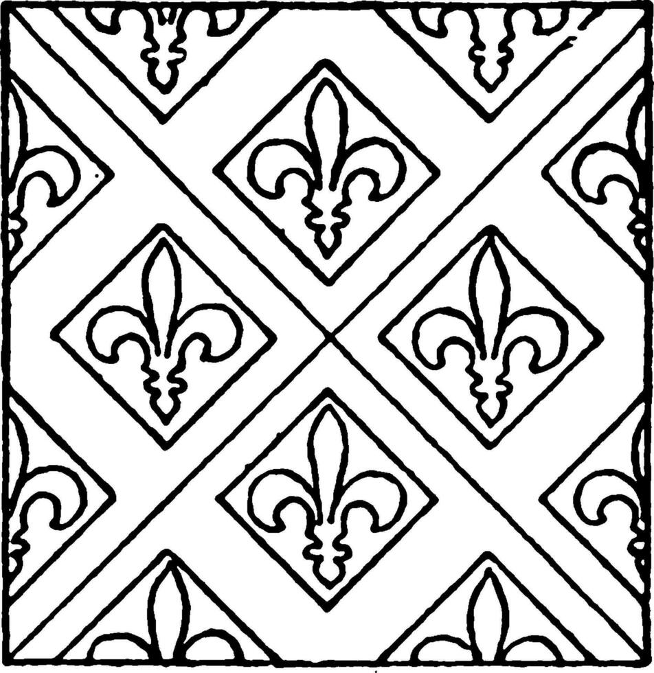 Medieval Tile Pattern is a oldest process of fitting together, vintage engraving. vector