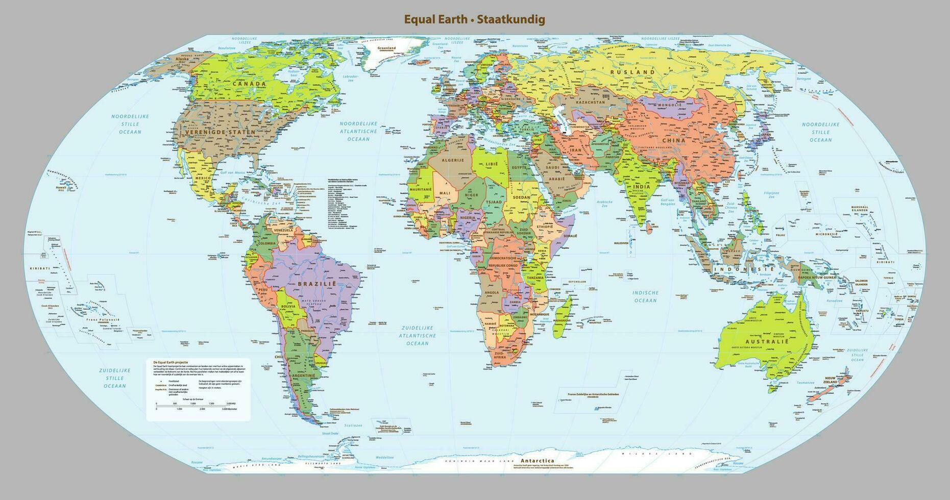 holandés idioma político mapa de el mundo igual tierra proyección vector