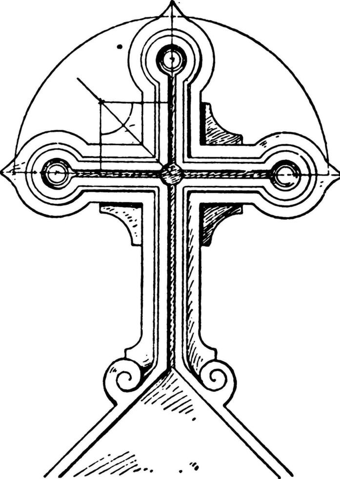 Tomb Cross, Childe,  vintage engraving. vector