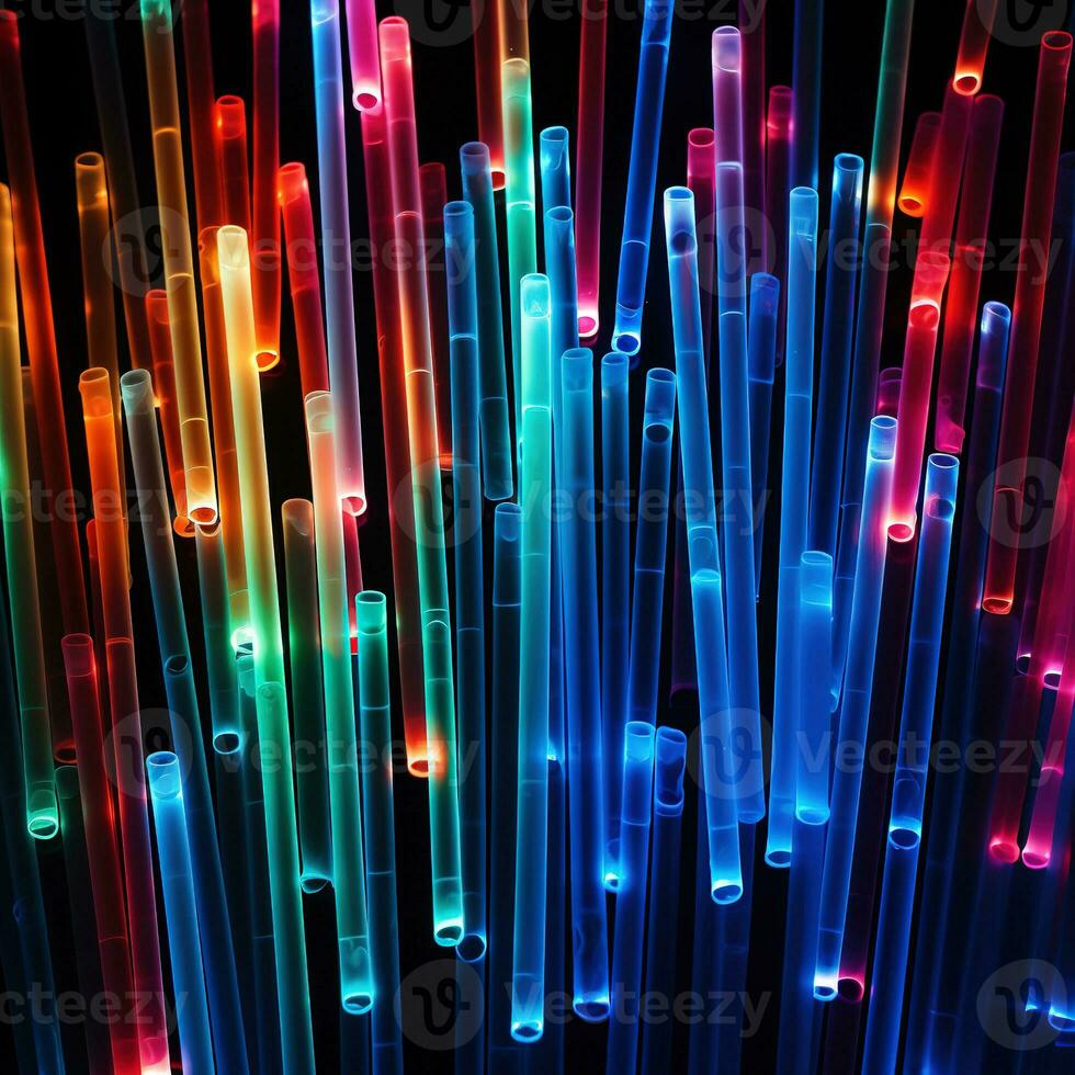 AI generated Neon colored cocktail straw. Background photo