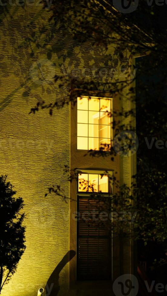 The lights through the window at night photo