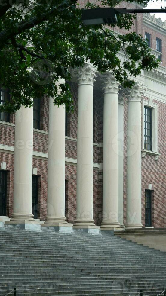 The beautiful university campus view with old buildings in Boston of USA photo