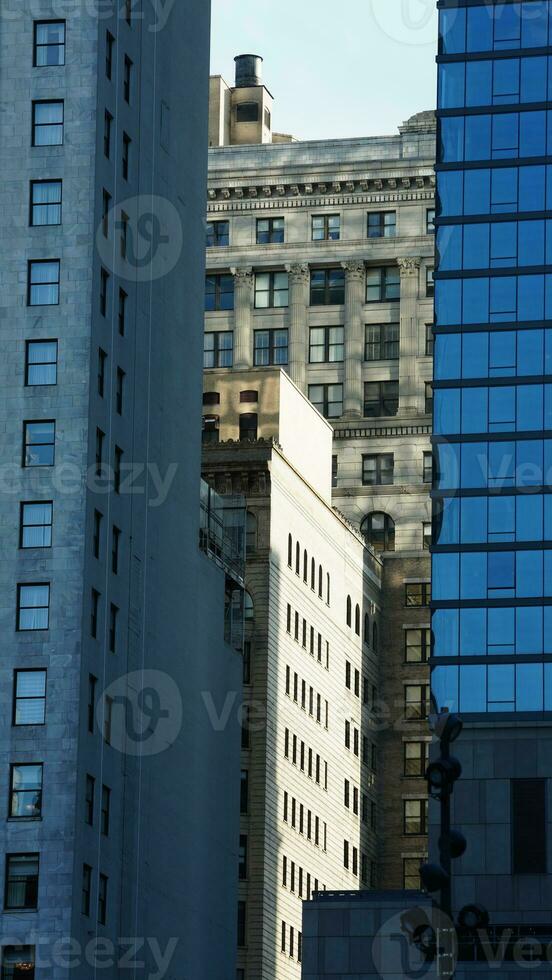 The city view with the old buildings and architectures under the warm sunlight photo