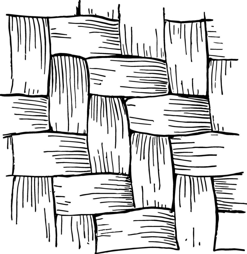 Twill Work Basket Weave, The style of weaving common in baskets, vintage engraving. vector