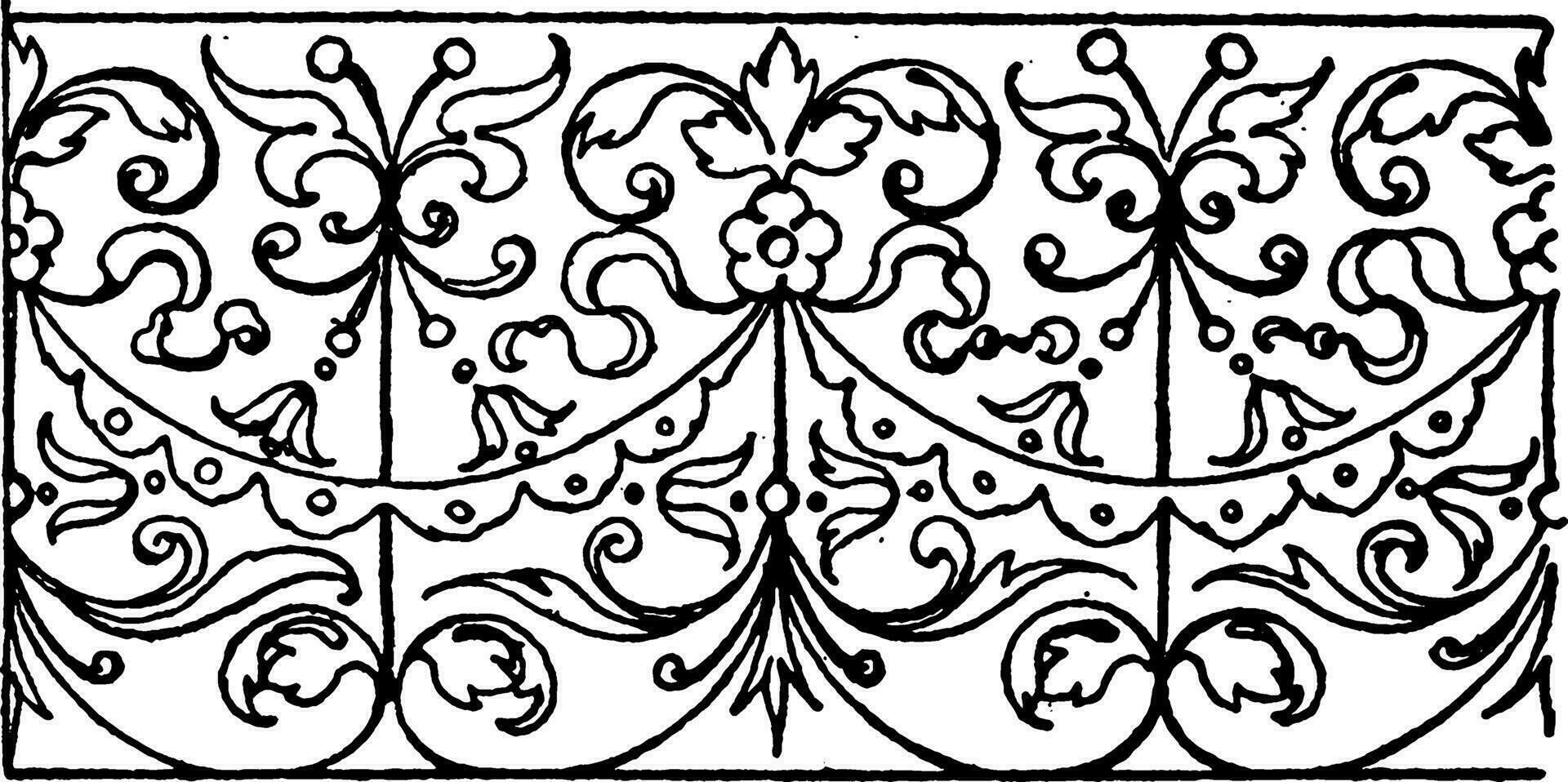 Modern Link Border is a scroll design, vintage engraving. vector
