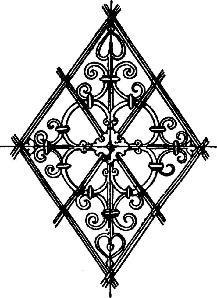 Grill Lozenge Panel is found in a Townhall in Wurzburg, vintage engraving. vector