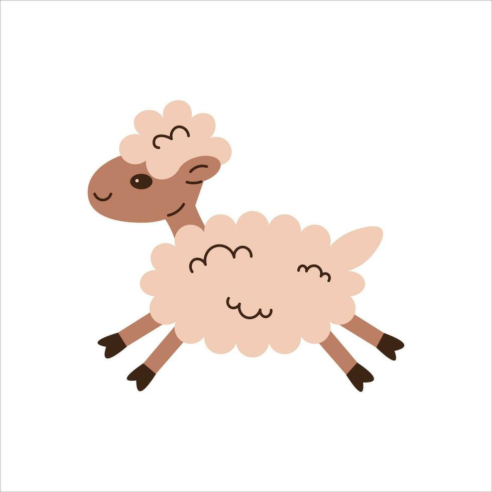 Furry sheep jumping vector