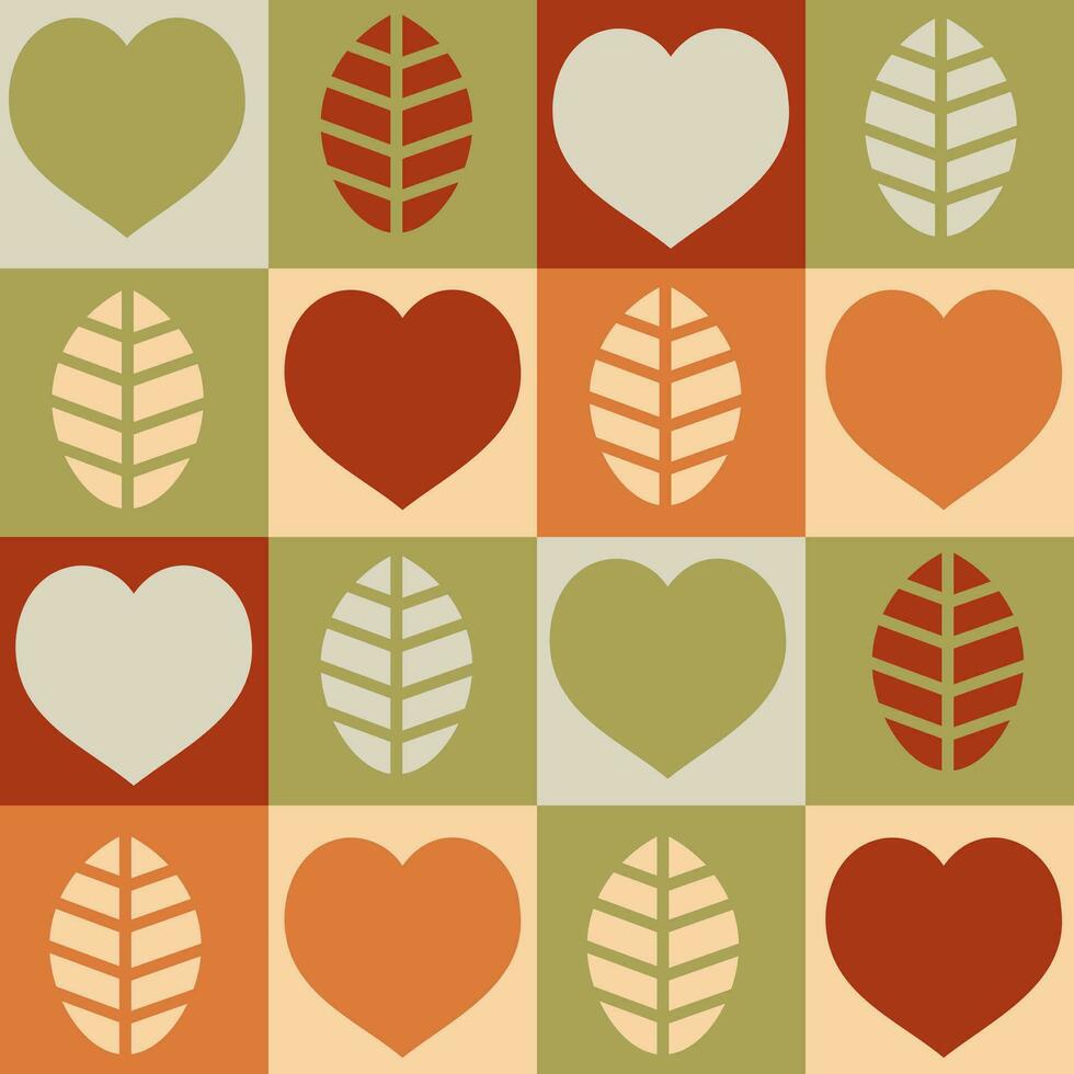 Ecology seamless pattern with heart and leaf vector