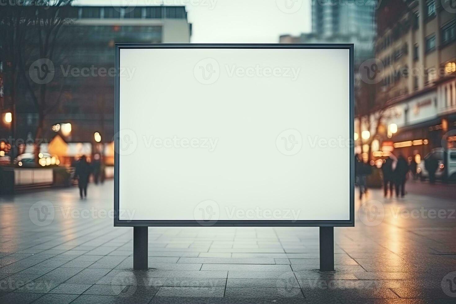 AI Generated Blank white billboard or display, advertising, blurred background.by Generative AI. photo