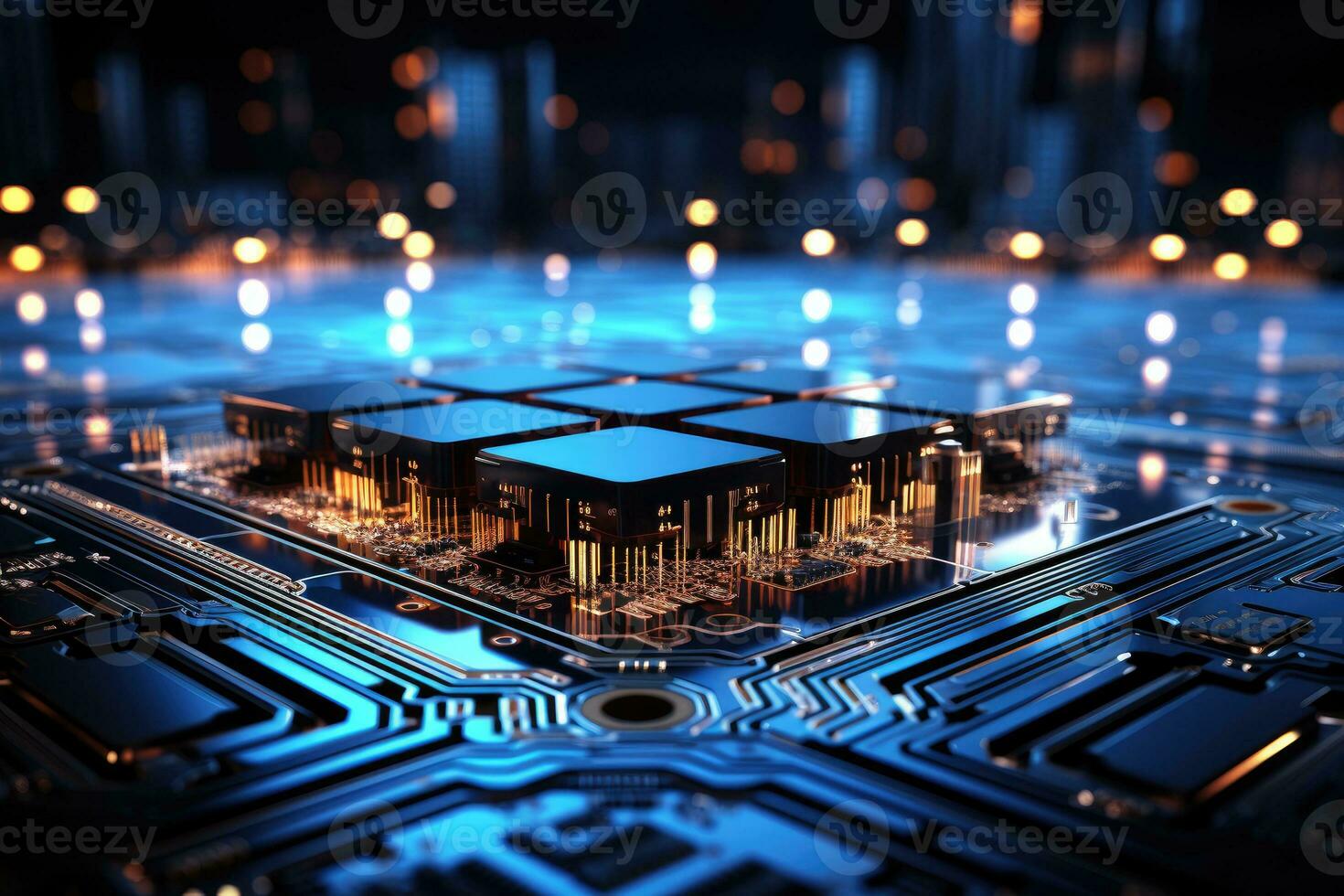 AI Generated Computer technology image with circuit board background, ideal for various topics related to computers and AI by generated AI photo