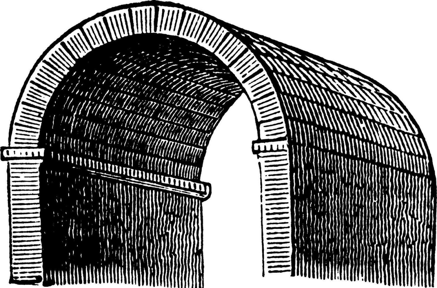 Barrel Vault, wagon,  vintage engraving. vector