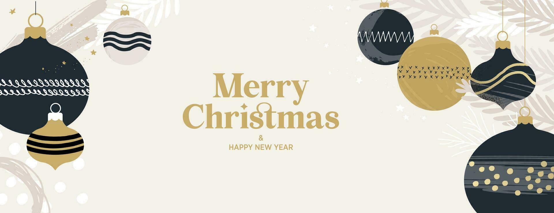 Merry Christmas and Happy New Year. Vector illustration for greeting card, party invitation card, website banner, social media banner, marketing material.