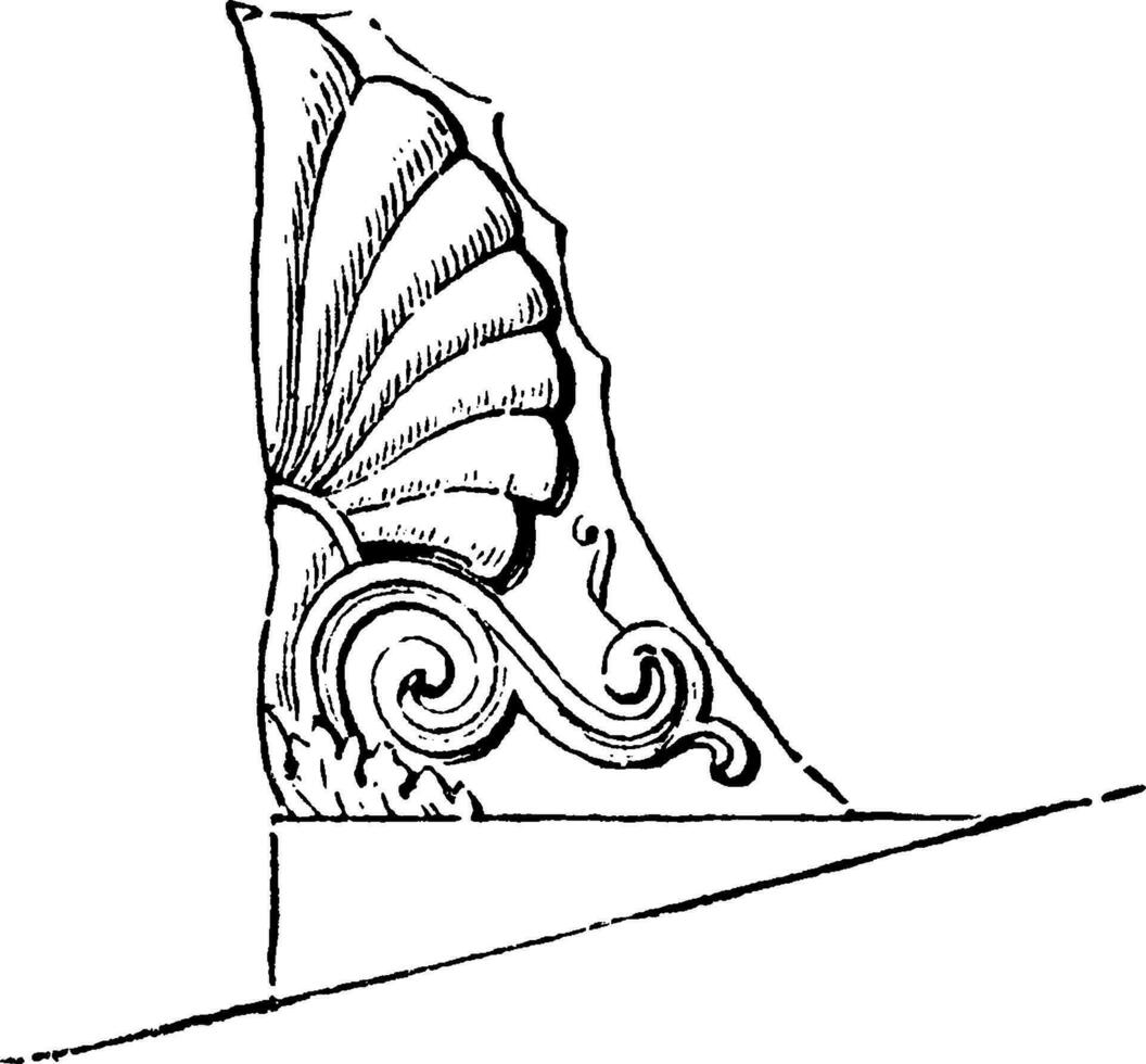 acroteria, o pedestal de techo, Clásico grabado. vector