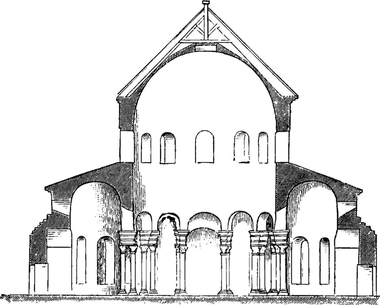 Papa Noel costanza, sección de el Iglesia de s. constancia a Roma, Clásico grabado. vector