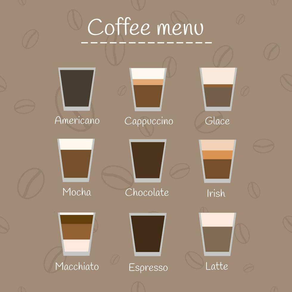 Flat coffee menu. vector