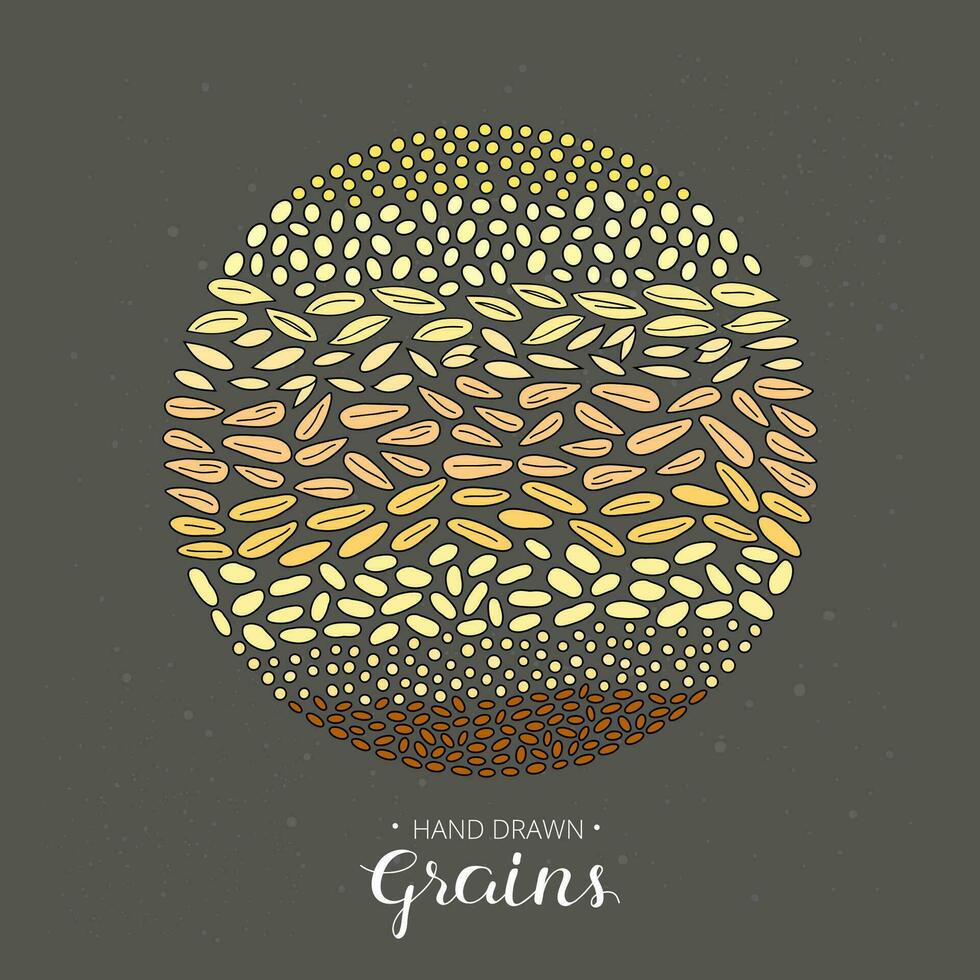 Hand drawn grains in circle. vector