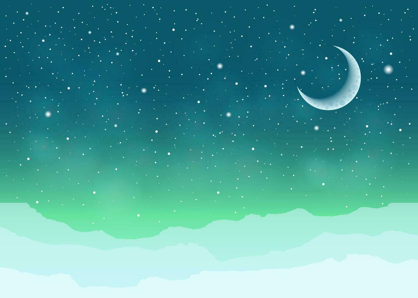 Emerald background with Northern Lights. vector