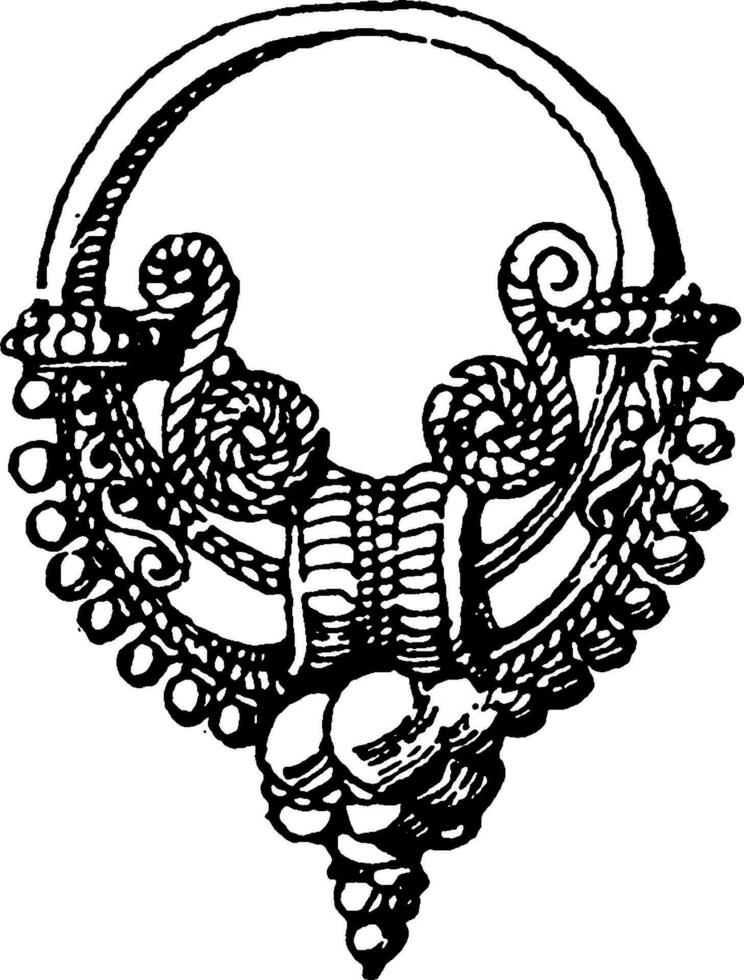 Roman Earring, vintage engraving. vector