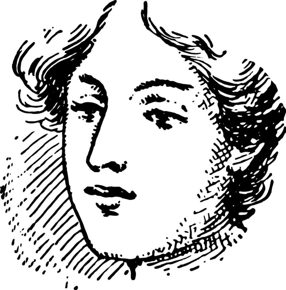 Face of a Caucasian person, vintage engraving. vector