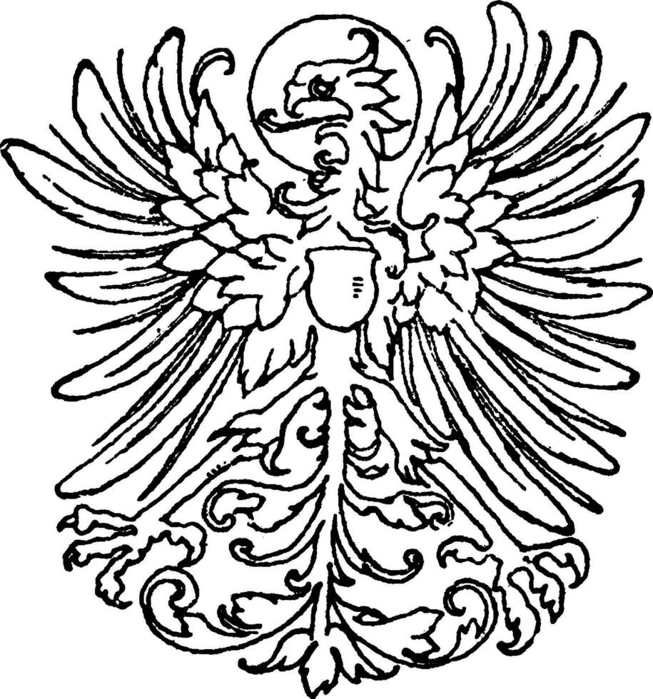 moderno heráldico águila es alemán, Clásico grabado. vector