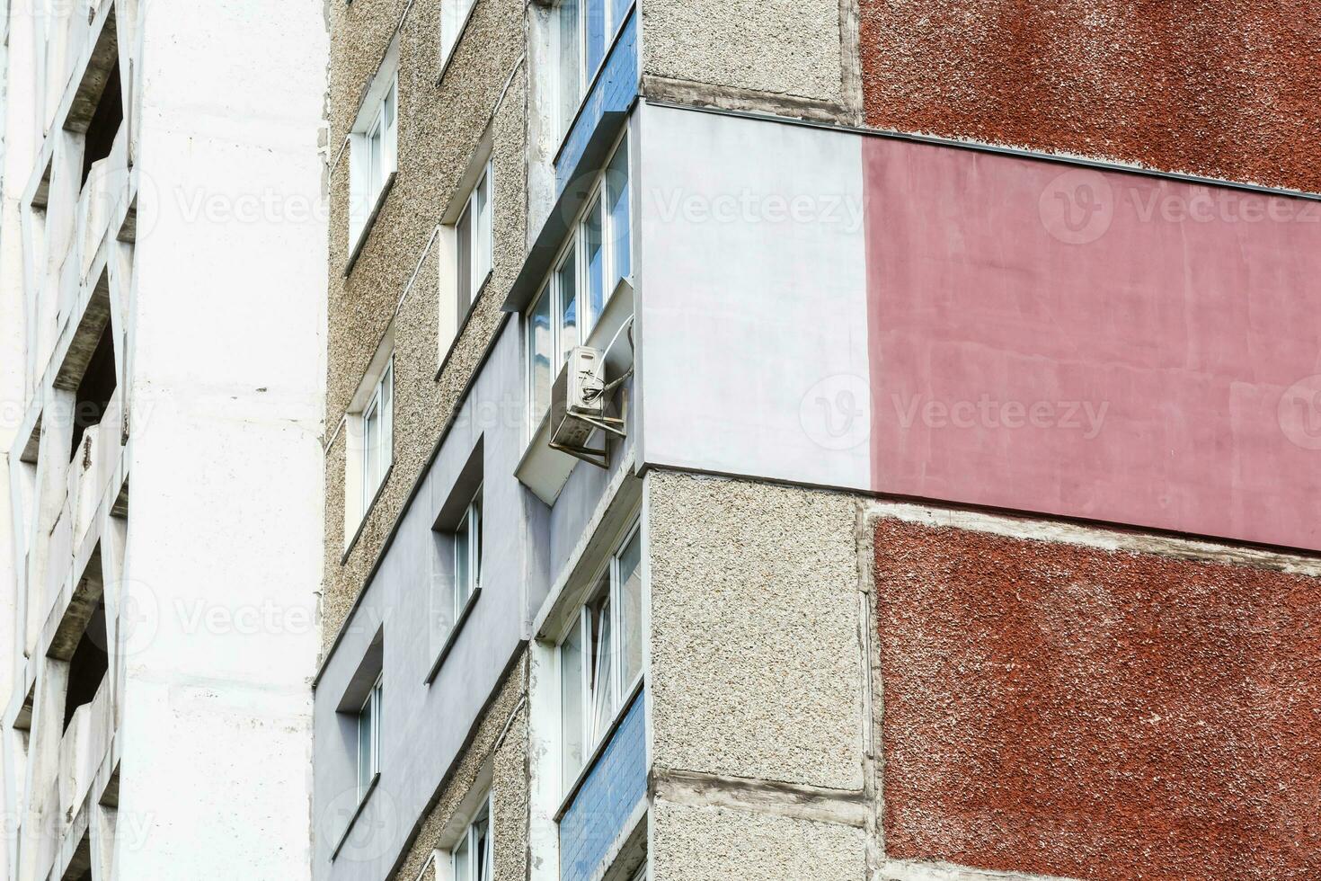Building facade renovation, house reconstruction, repair. photo
