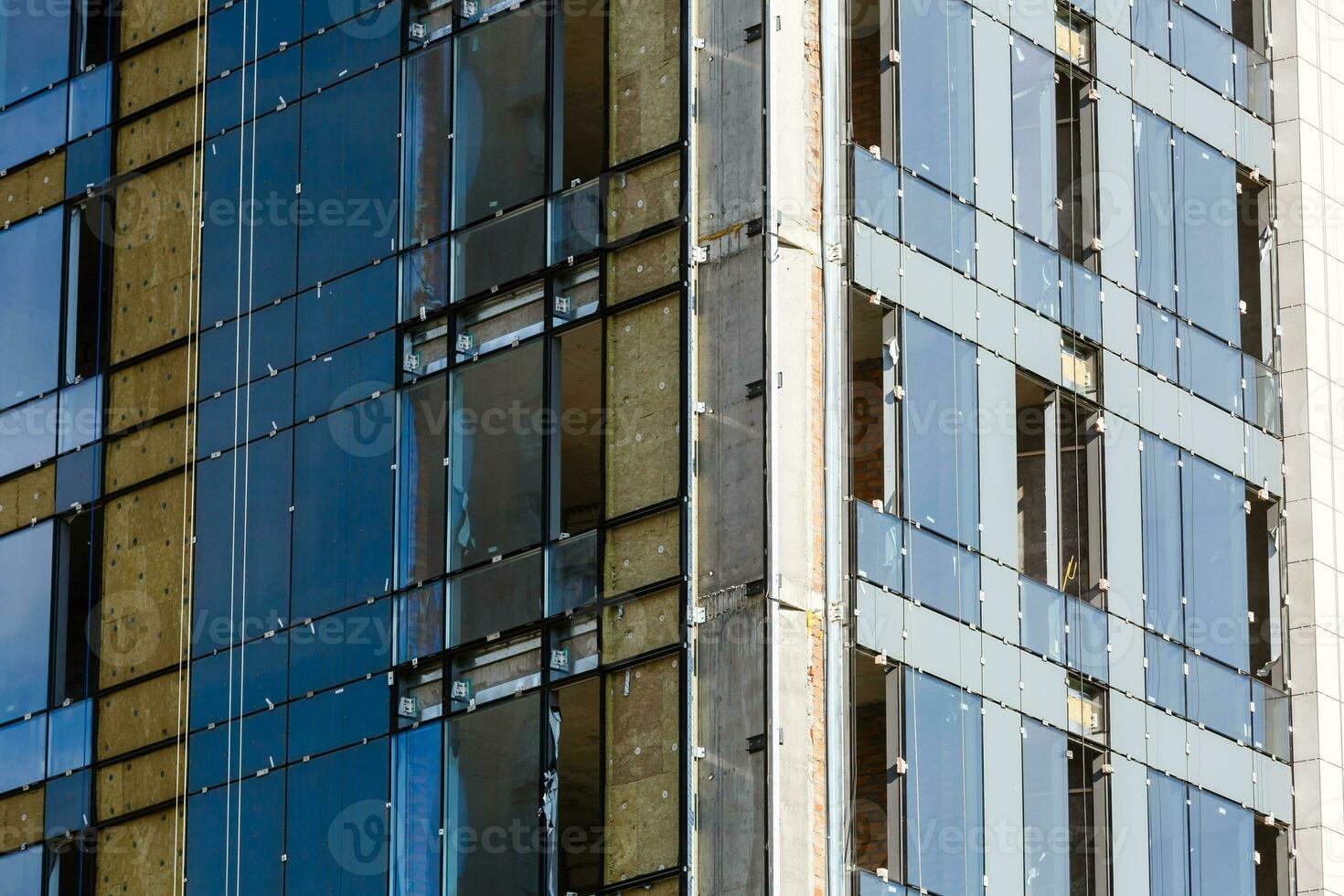 Building facade renovation, house reconstruction, repair. photo