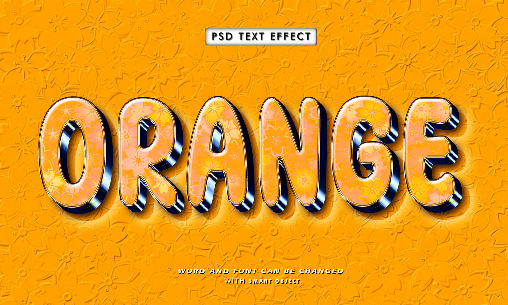 Orange 3D Editable Text Effects psd