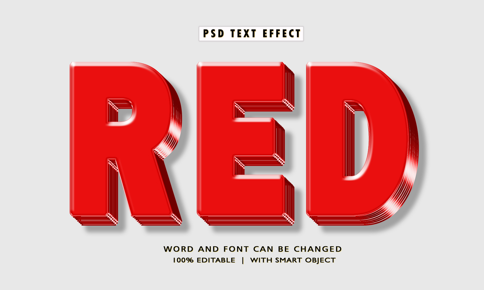 Red 3D Editable Text Effects psd