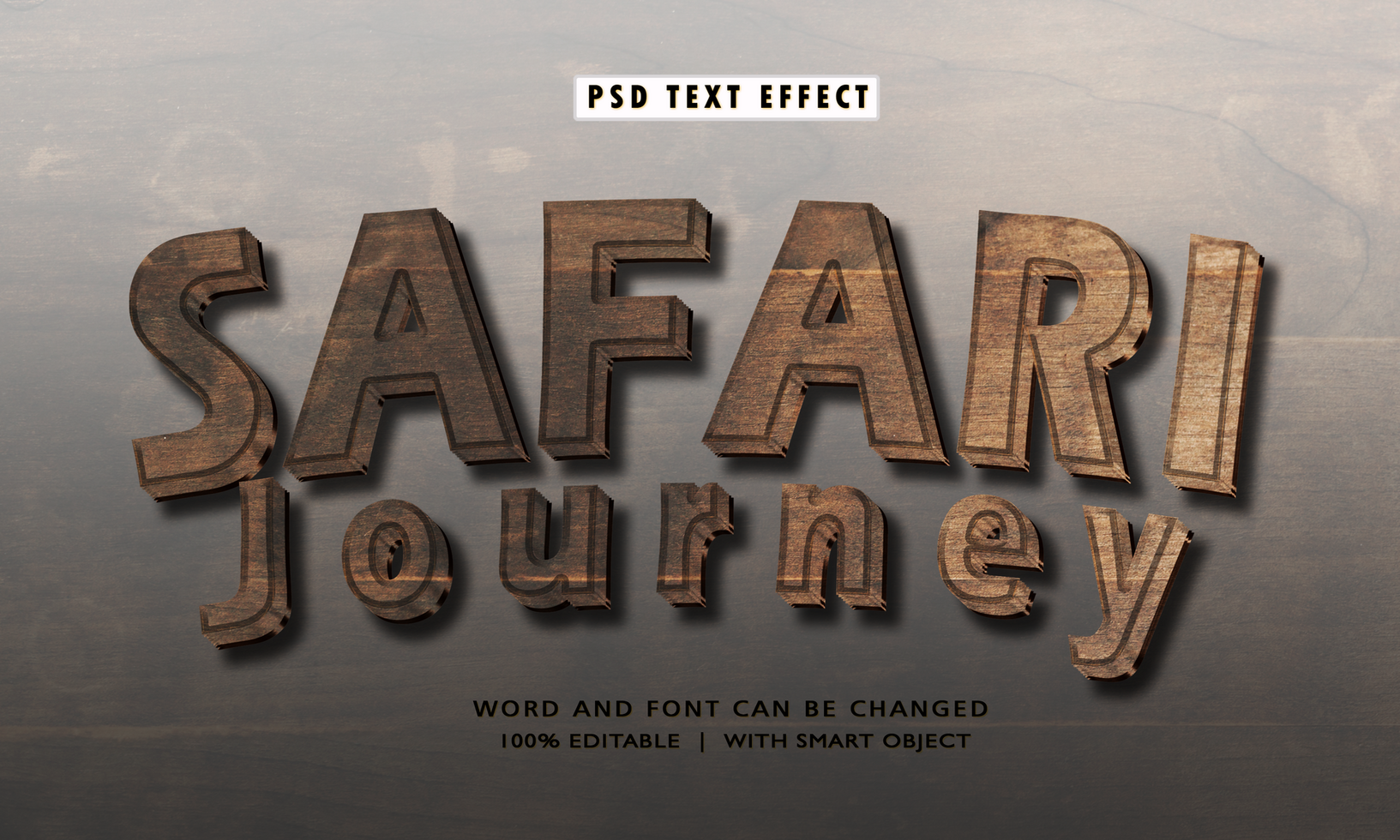 Safari Journey 3D Editable Text Effects psd