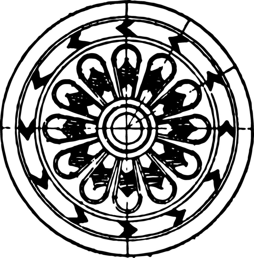 Assyrian Ornament is a Rosette motive vintage engraving. vector