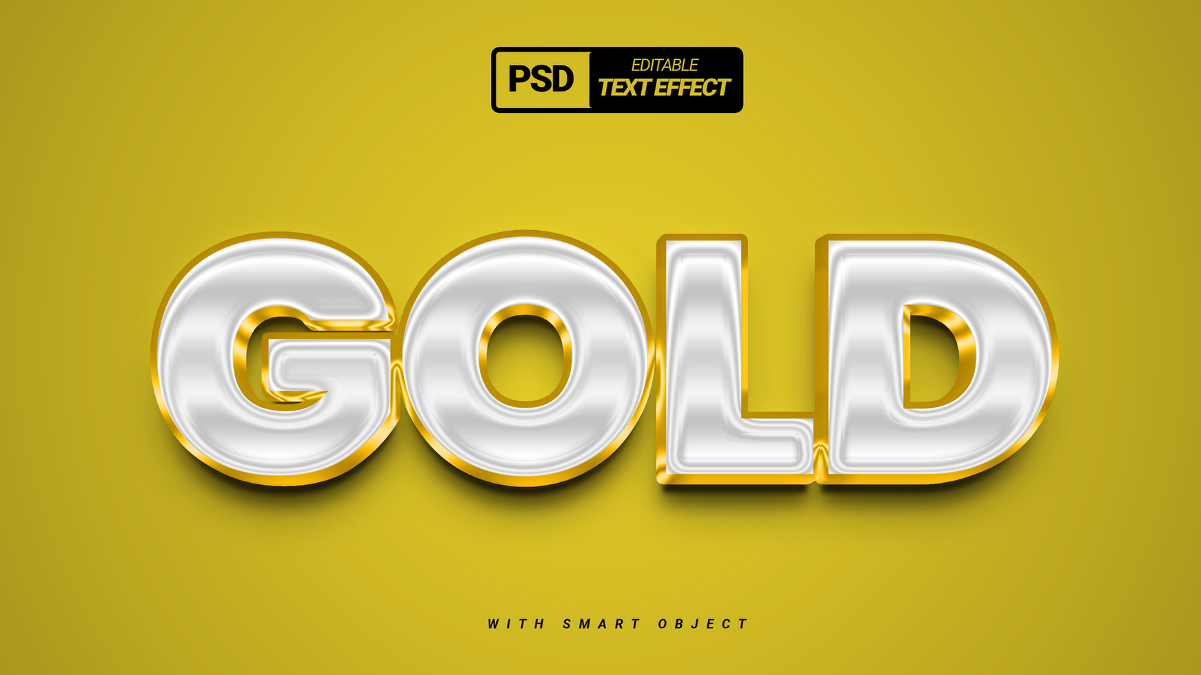 Silver gold 3d shiny gradient luxury metalic 3d text effect design psd