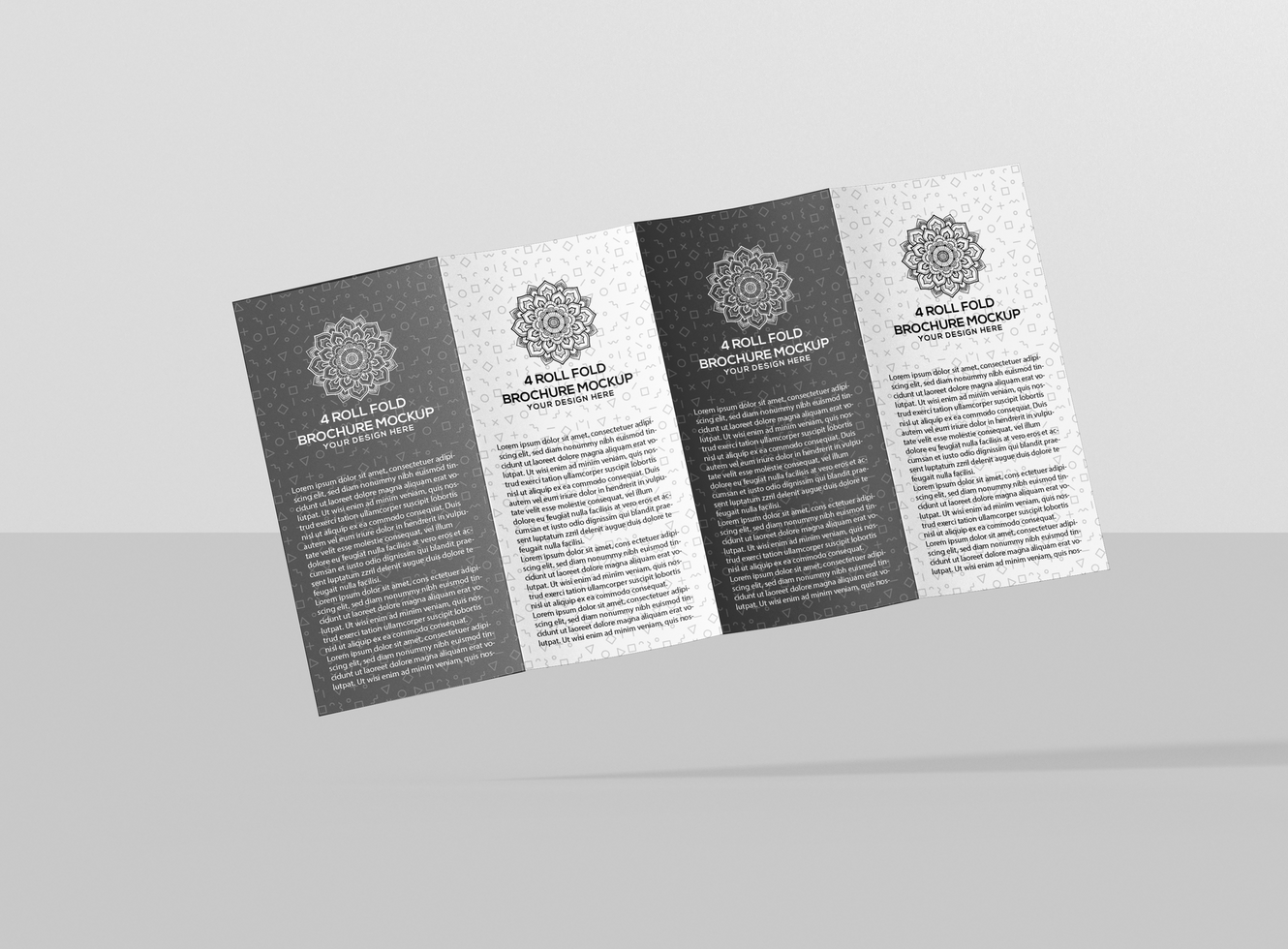 4 Roll Fold Brochure Mockup psd