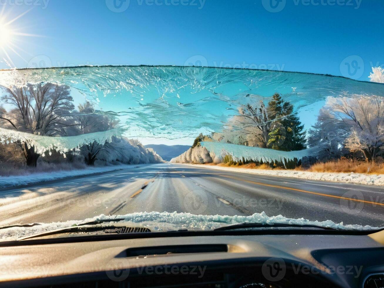 AI generated Quick Thaw Formula Effortless Frost Melting for Clear Windshields. AI Generated. photo