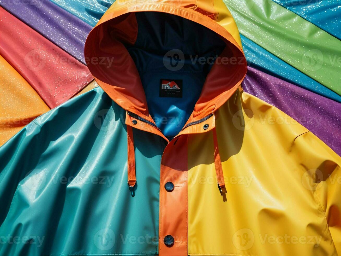 AI generated Stylish and Functional Hooded Raincoats for Any Weather. AI Generated. photo