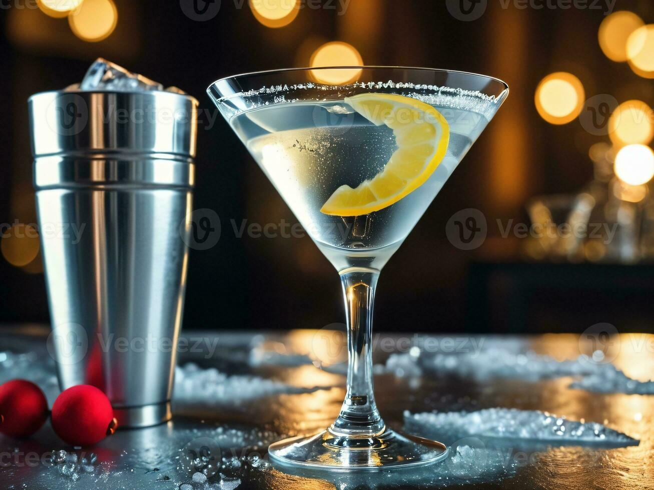 ai generado ártico elegancia el glacial y pulcro vodka martini. ai generado. foto