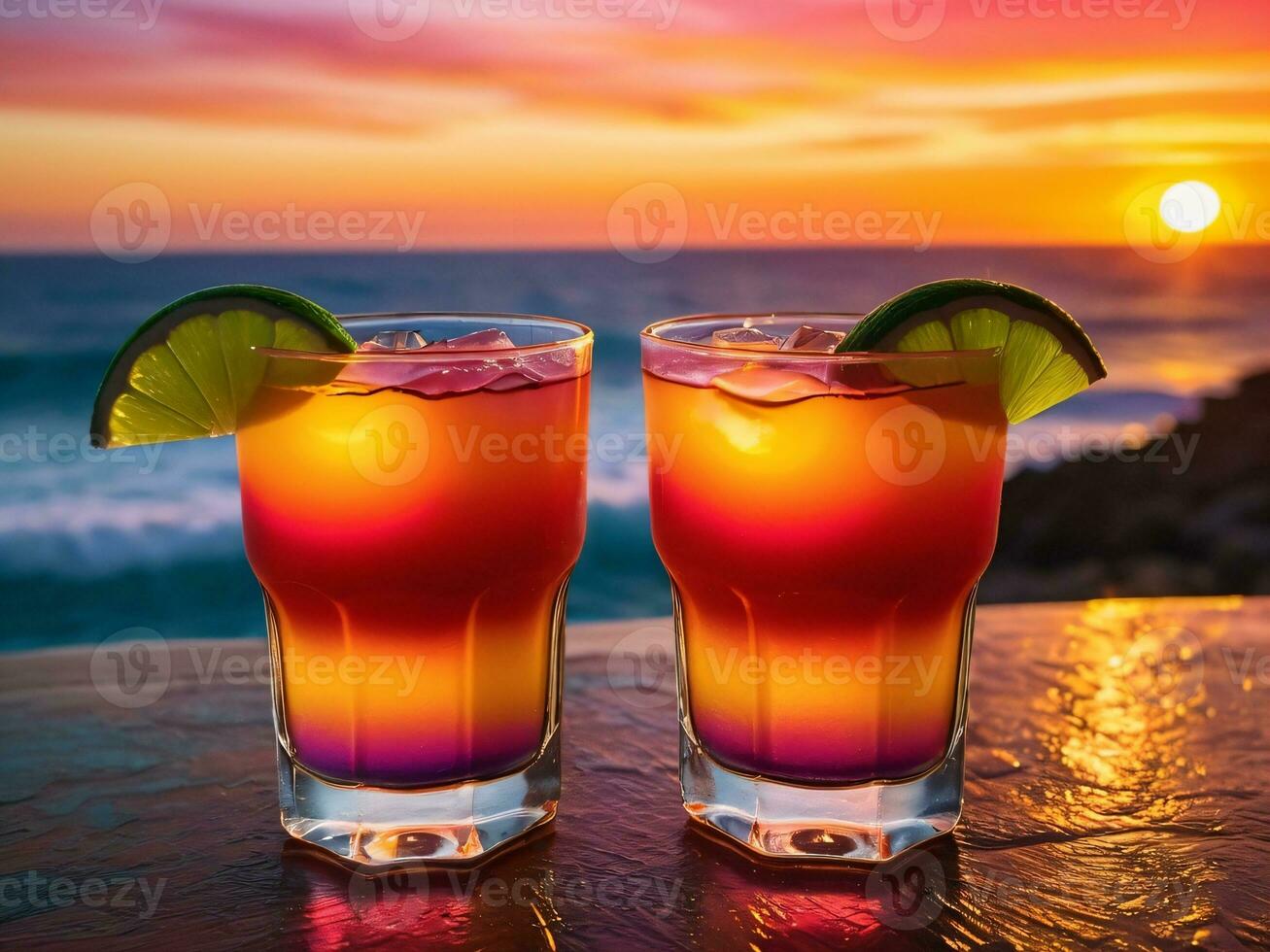 AI generated Radiant Energy Colorful Tequila Sunrise at Dawn. AI Generated. photo