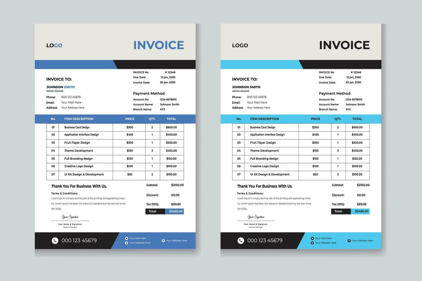 vector invoice template  design