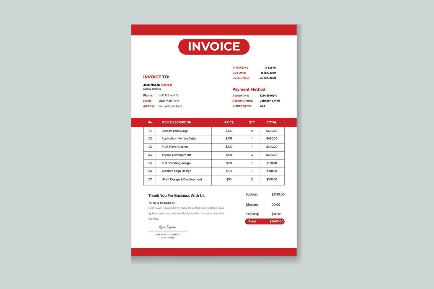 vector invoice template  design