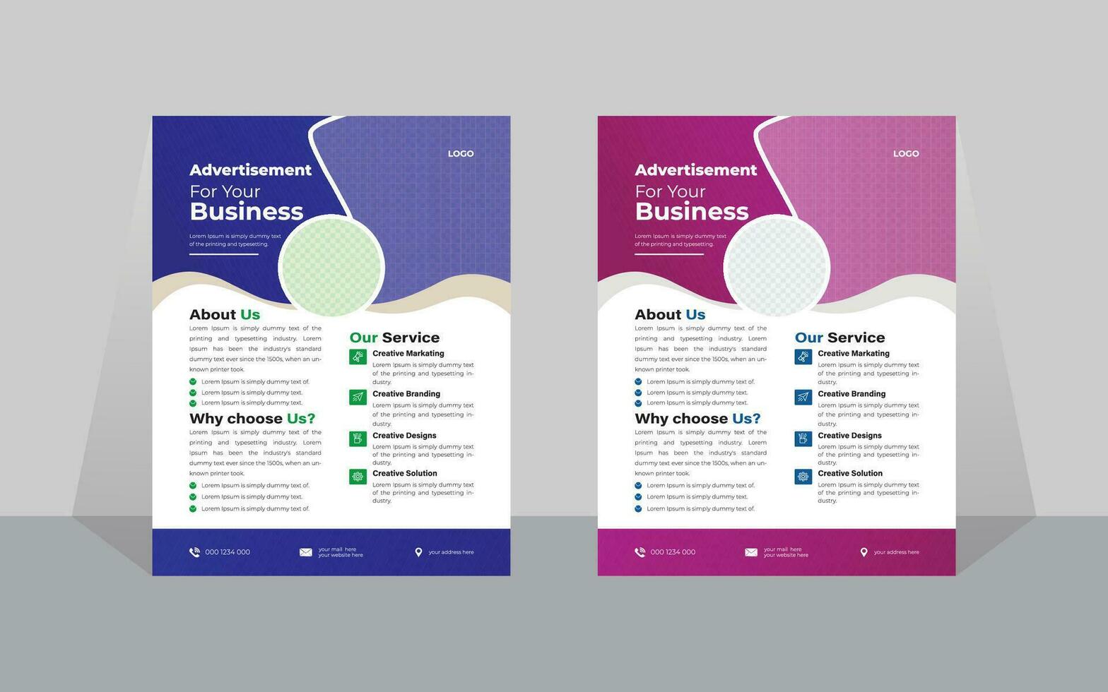 Modern  Business Flyer Design, Two Color, Vector Template