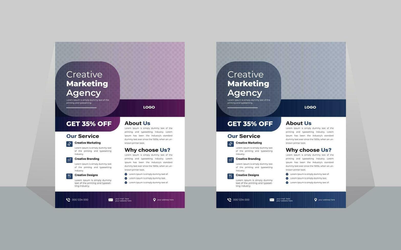 Modern  Business Flyer Design, Two Color, Vector Template