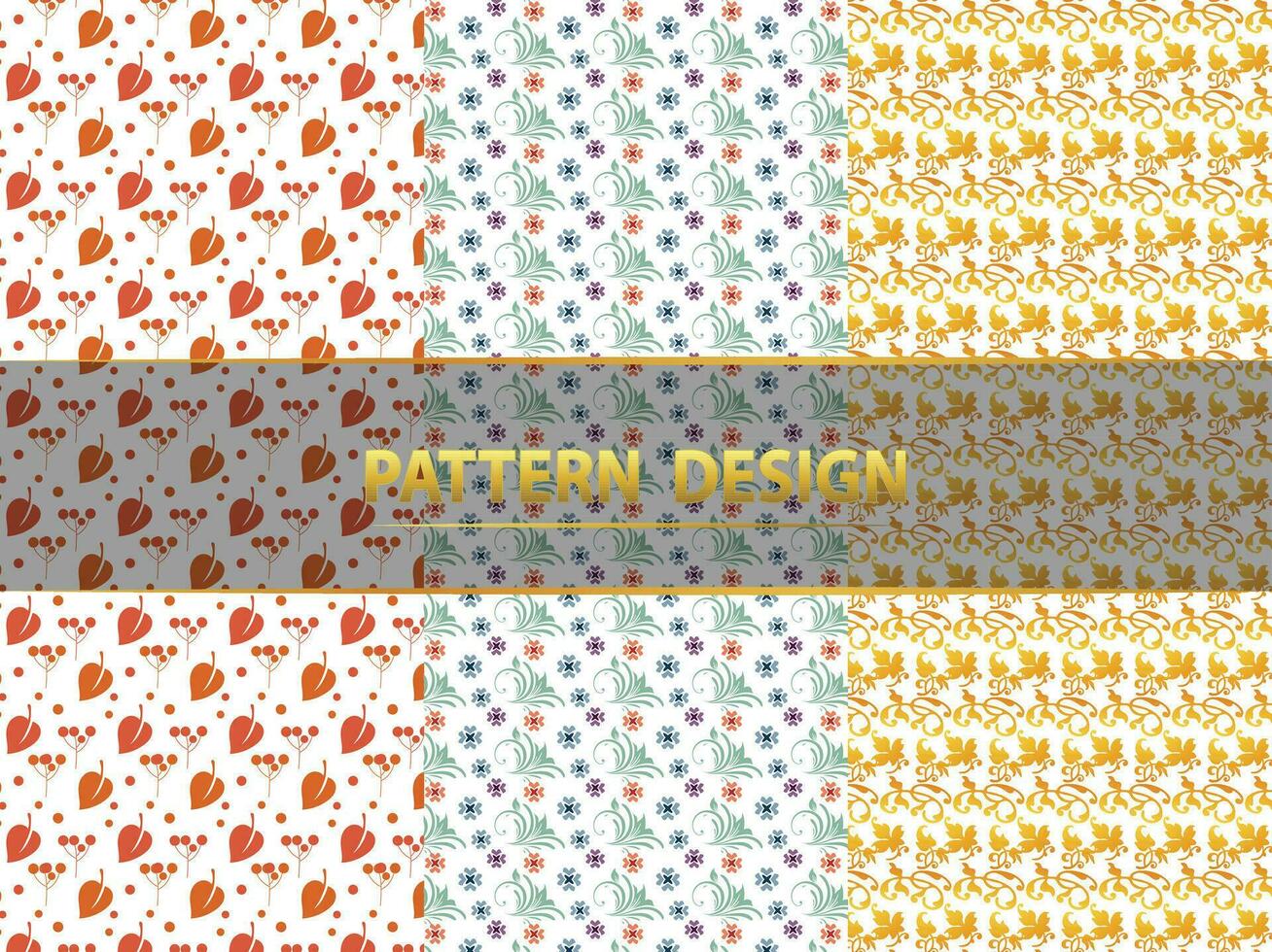 Set of hand drawn flowers, seamless patterns with floral for fabric. vector